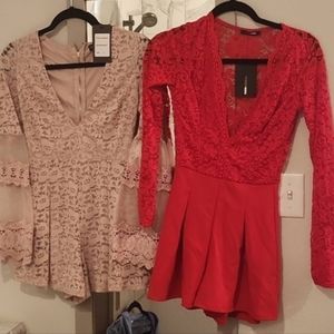 Two small rompers with tags from fashion nova. Never been worn.